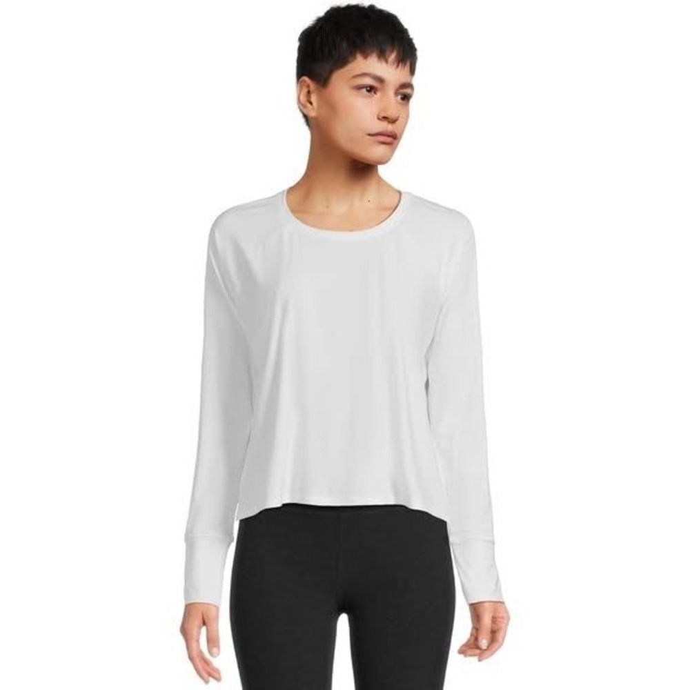 Athletic Works White Long‎ Sleeve Crew Neck Athletic Top Size Medium